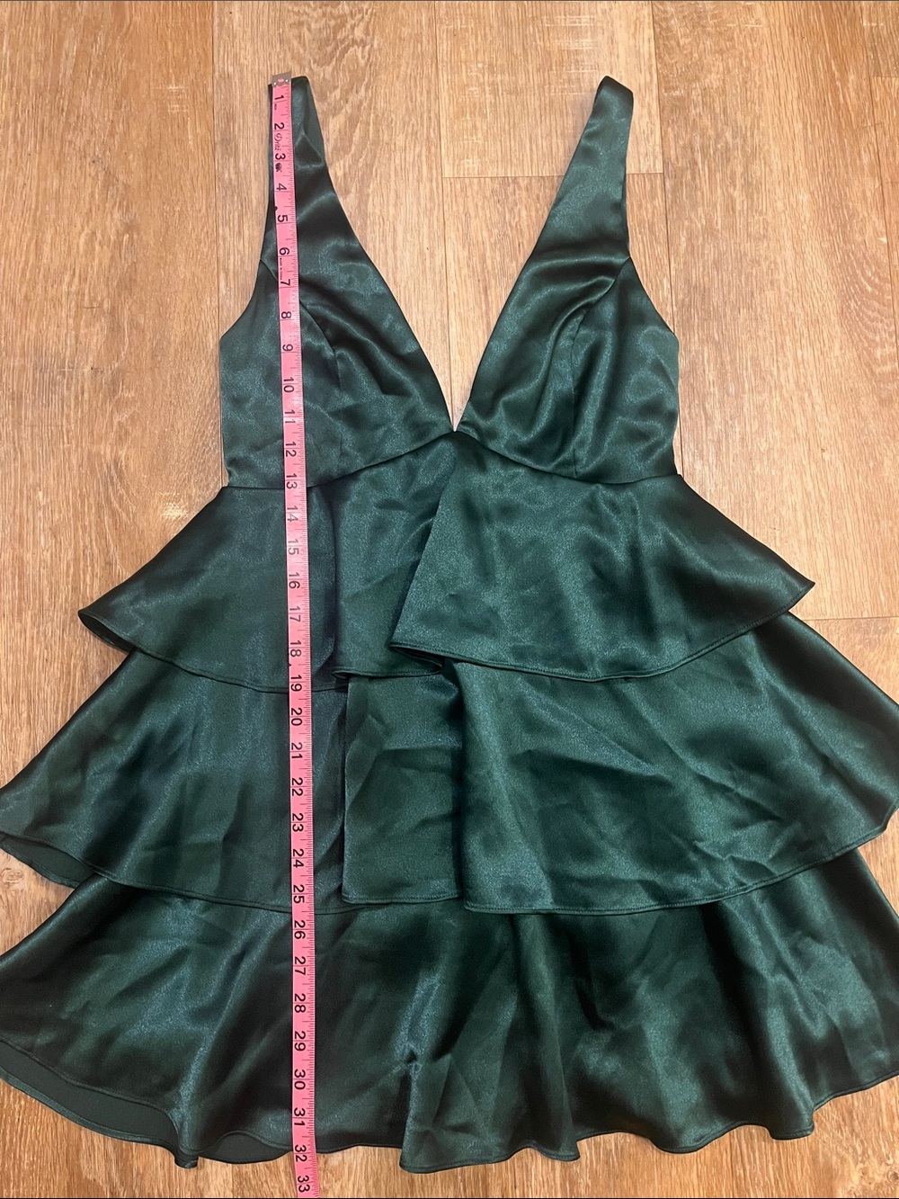 NEW Lulus Green Tiered Mini Dress Satin Sleeveless Holiday Cocktail Small S NWT - Picture 13 of 14